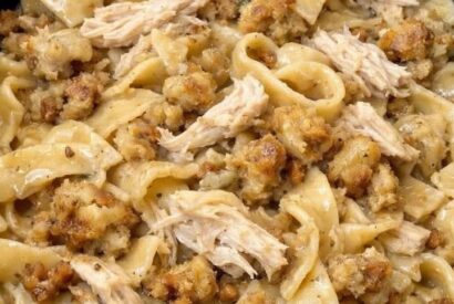 Thumbnail for Slow Cooker Amish Chicken Stuffing Noodles