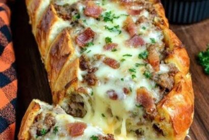 Thumbnail for Cheesy Sausage Bacon Stuffed Bread