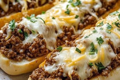 Thumbnail for Cheesy Sloppy Joe Garlic Bread Bake